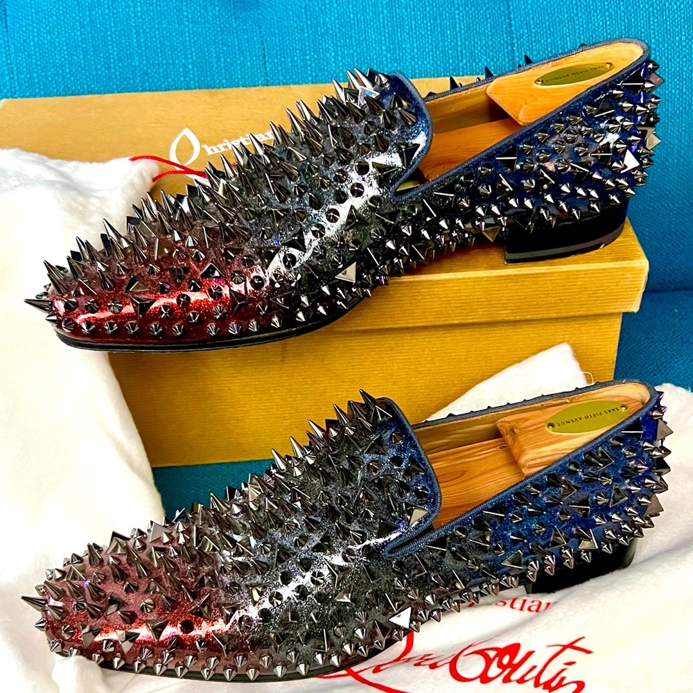 Christian Louboutin Dandy Pik Pik Flat Patent Leather Men’s Shoes (Gun Metal)